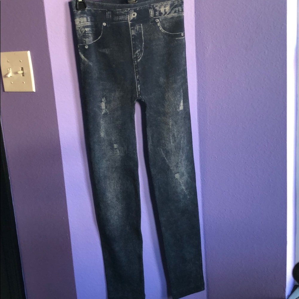 Faux denim leggings